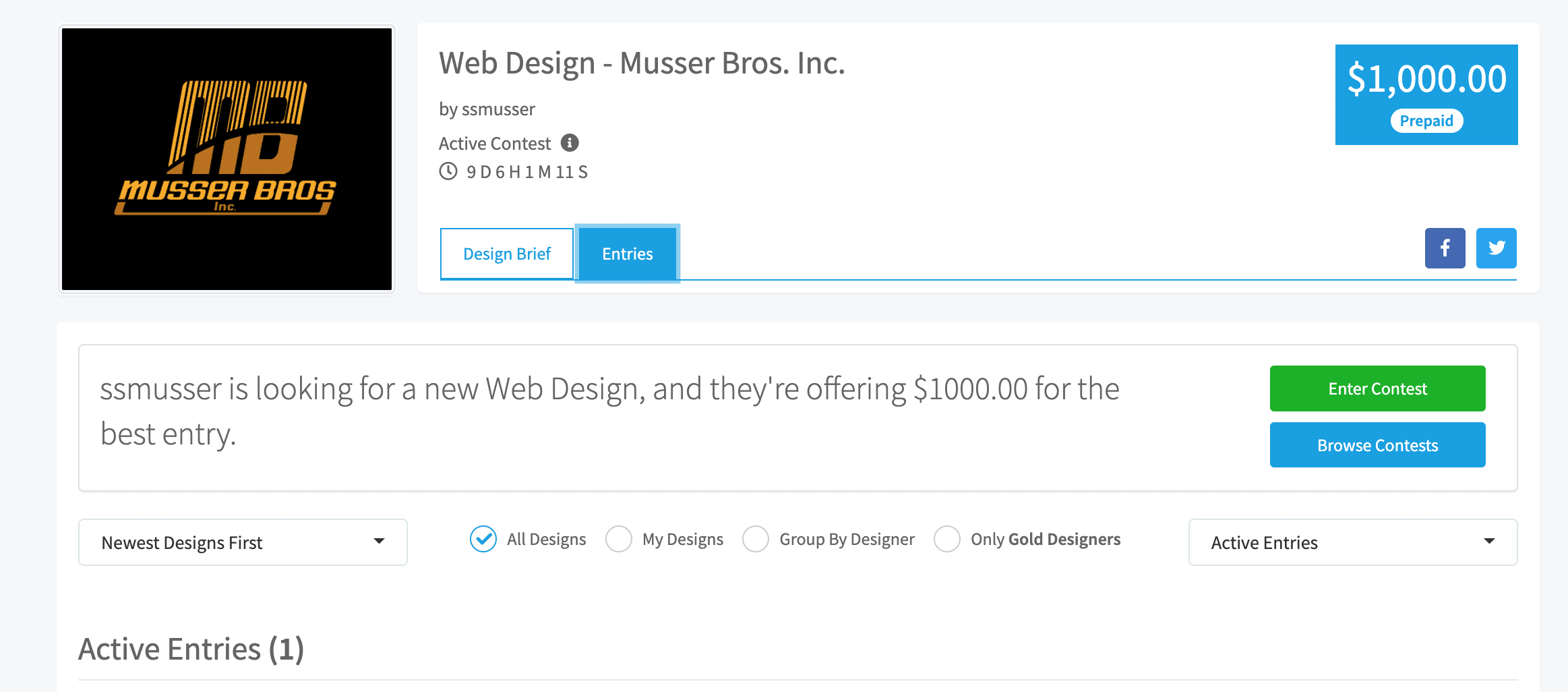 *New* Website Design Needed For: Musser Bros. Inc.