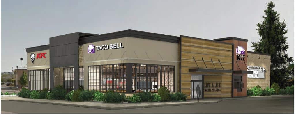taco bell logo on building
