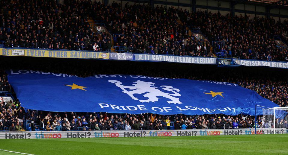 Chelsea football field with stands filled with fans