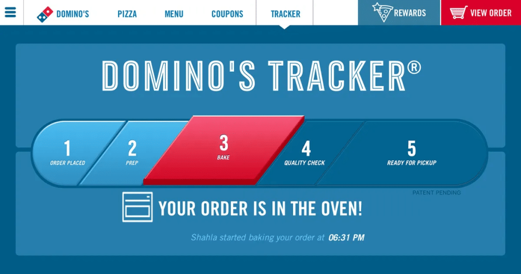 Domino's webpage