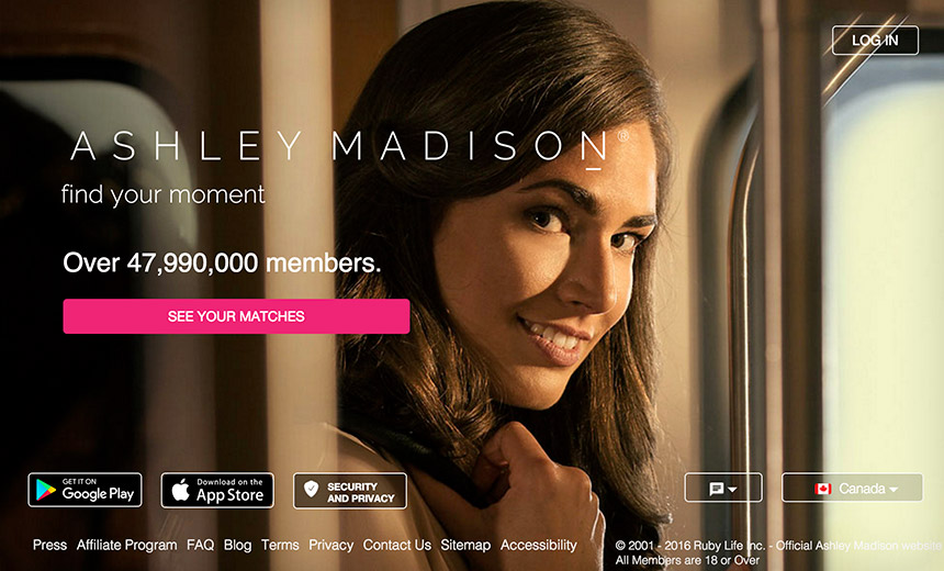 Ashley Madison website