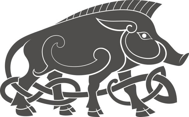 Ancient celtic mythological symbol of boar. Vector knot ornament.